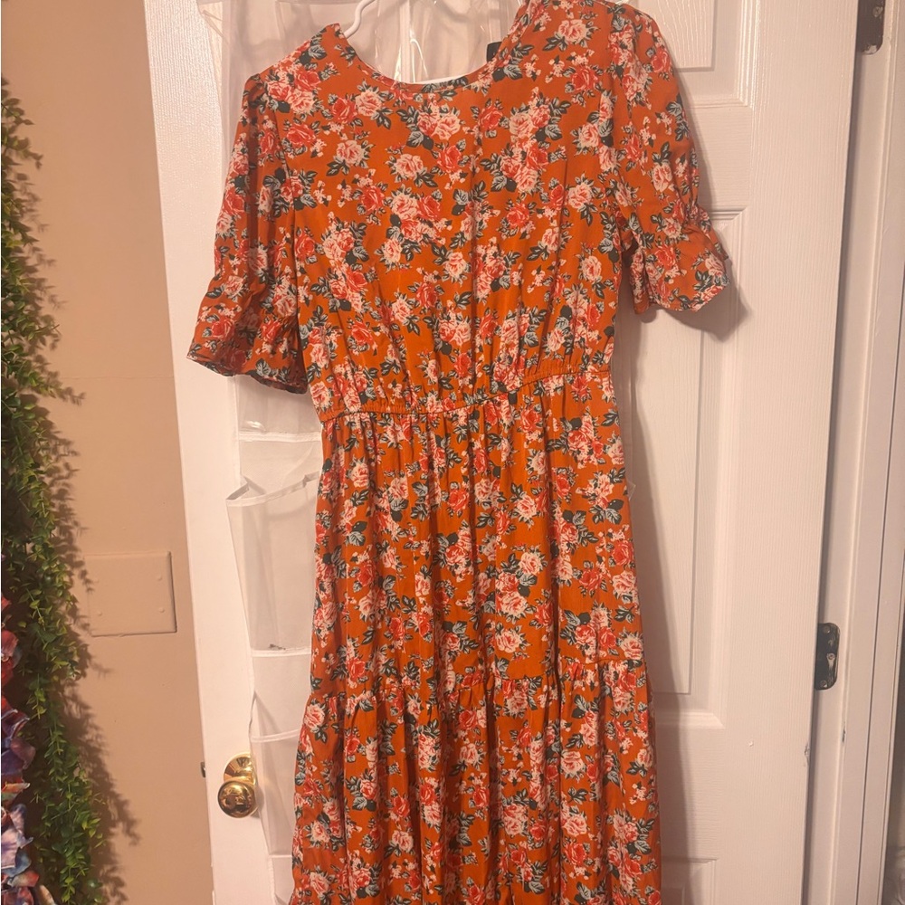 Floral Orange Maxi Dress